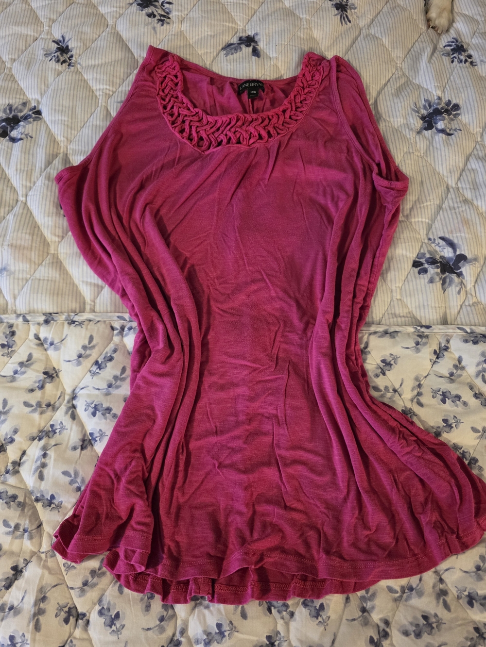 Lane Bryant Bright Fuchsia Braided Neck Tank
